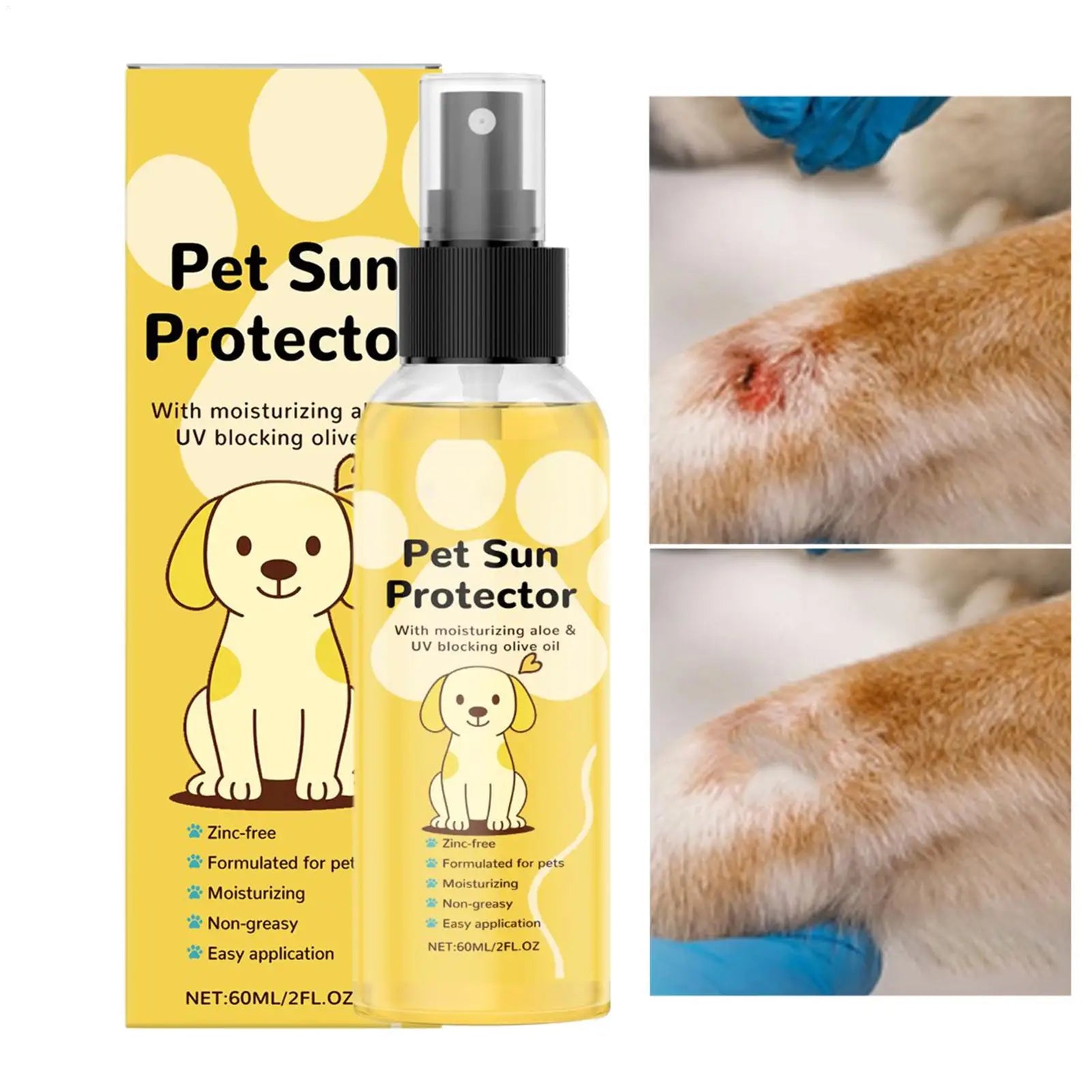 60ml Pet Sunscreen Spray Cat Supplies Dog Sunscreen Moisturizing For Hot Day Outdoor Activities Including Beach Pool Swimming