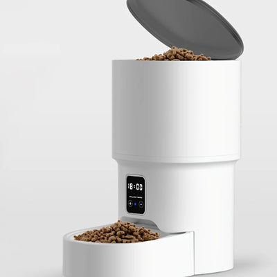 4L Button Automatic Cat Feeder Intelligent Control Cat and Dog Pet Feeder Smart Pet Cat Food Dispenser Pet Feeder(No 5V 1A plug)
