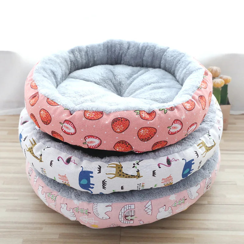 Pet Supplies Cat Nest Dog Nest Round Comfortable Cotton Nest Dog and Cat Seasonal Universal Nest Small and Medium sized Dogs