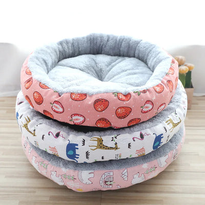 Pet Supplies Cat Nest Dog Nest Round Comfortable Cotton Nest Dog and Cat Seasonal Universal Nest Small and Medium sized Dogs