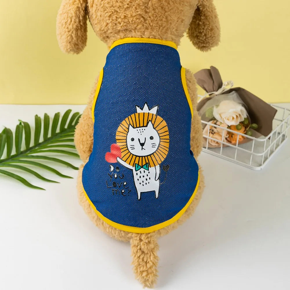 Cute Cartoon Pet Dog Clothes Summer Thin Mesh Dog Cat Vest Cat Teddy Bear Pomy Pet Puppy Breathable Cool Clothing Dog Costume PawPrint Treasures