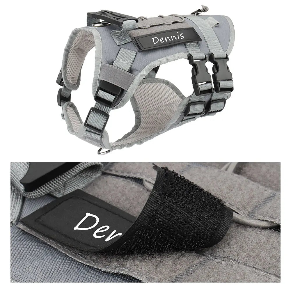 Custom Dog Harness Personalized Tactical Vest DIY Name Pet Harness for Medium Large Big Dog Chest Strap