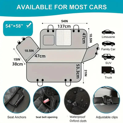 Dog Car Seat Cover for Pets 100% Waterproof Seat Cover Hammock Scratch Proof Nonslip Durable Soft Back Seat Cover for Cars Truck