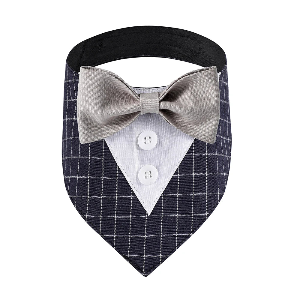 Sucado Wedding Tuxedo Suit Dog Bandana, Adjustable Pet Bib Triangle Bandana Scarf, Suitable for Wedding Engagement Birthday Part