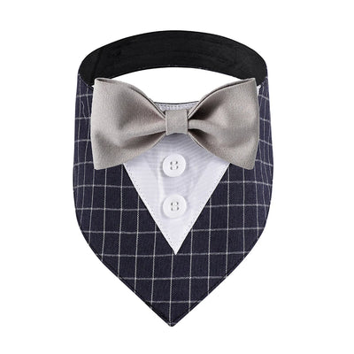 Sucado Wedding Tuxedo Suit Dog Bandana, Adjustable Pet Bib Triangle Bandana Scarf, Suitable for Wedding Engagement Birthday Part