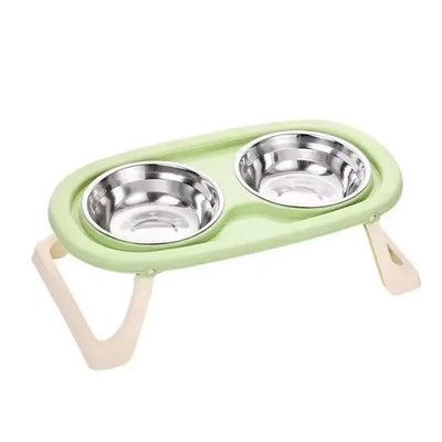 Foldable Cat Bowl Double Pet Bowl Stainless Steel Puppy Dog Feeder Water Food Bowl With Stand Feeding Dish Drinker Pets Supplies