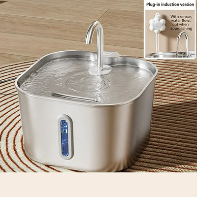 2.2L Stainless Steel Cat Water Dispenser, Pet Drinking Fountain with Filter, Ultra Quiet Water Pump for Dogs & Cats Supplies