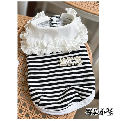 Pet Summer Clothes Pet Couple Striped Shirt Pet Tank Top Dog Cat Universal Knitted Teddy Shirt Puppy Clothing Dog Cooling Vest PawPrint Treasures