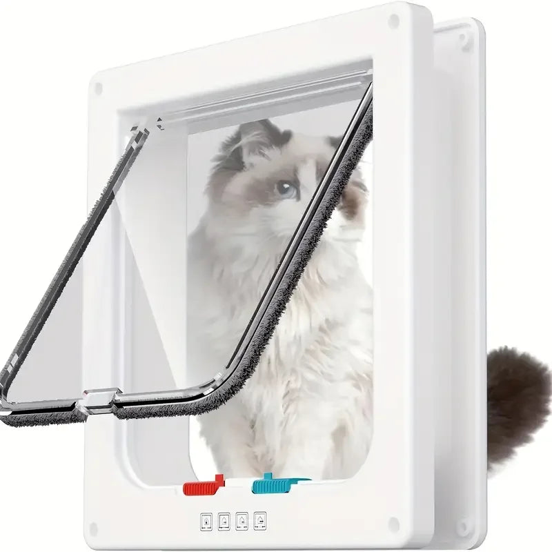 Pet Door 4 Way Locking Security Lock ABS Dog Cat Weatherproof Flap Door Controllable Switch Direction Doors Small Pet Supplies