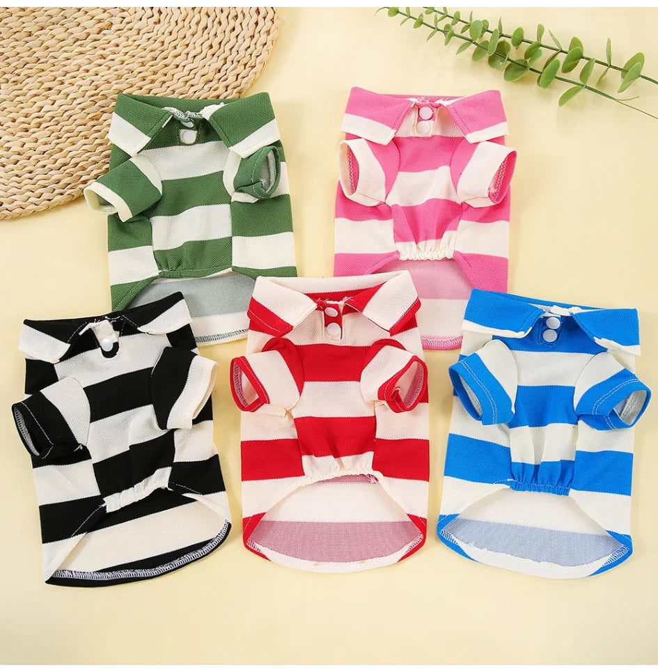 Pet Dog Polo Shirt Dog Clothes Summer Casual Clothing for Small Large Dogs Cats T-Shirt Chihuahua Pug Costumes Yorkshire Shirts PawPrint Treasures