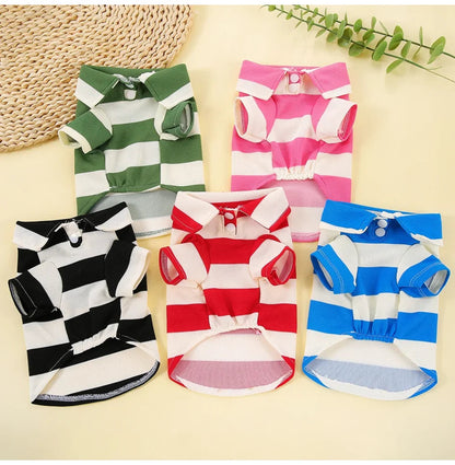 Pet Dog Polo Shirt Dog Clothes Summer Casual Clothing for Small Large Dogs Cats T-Shirt Chihuahua Pug Costumes Yorkshire Shirts PawPrint Treasures