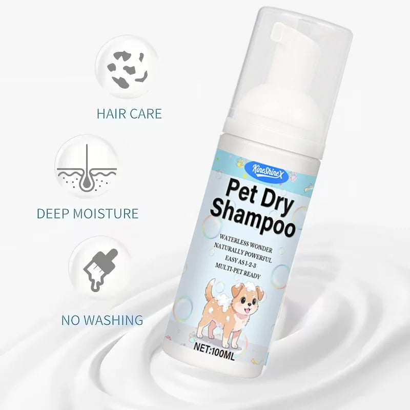 No-Rinse Pet Dry Foam | Quick-Dry Deep Cleaning,Suitable for Cats and Dogs, Essential for Travel,Camping,and Home Pet Care,100ml