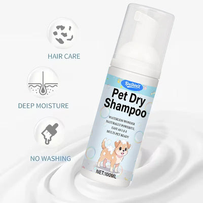 No-Rinse Pet Dry Foam | Quick-Dry Deep Cleaning,Suitable for Cats and Dogs, Essential for Travel,Camping,and Home Pet Care,100ml