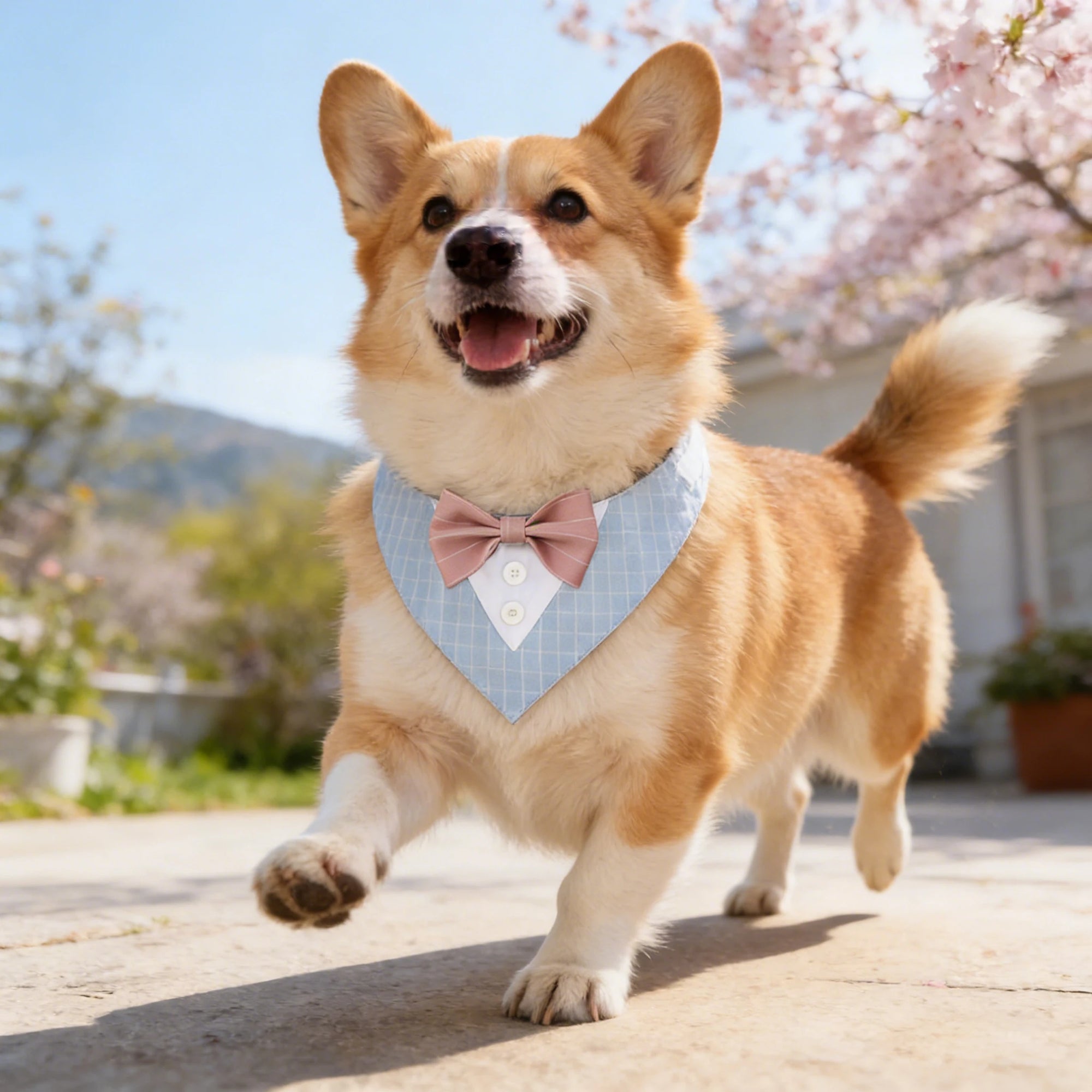Sucado Wedding Tuxedo Suit Dog Bandana, Adjustable Pet Bib Triangle Bandana Scarf, Suitable for Wedding Engagement Birthday Part