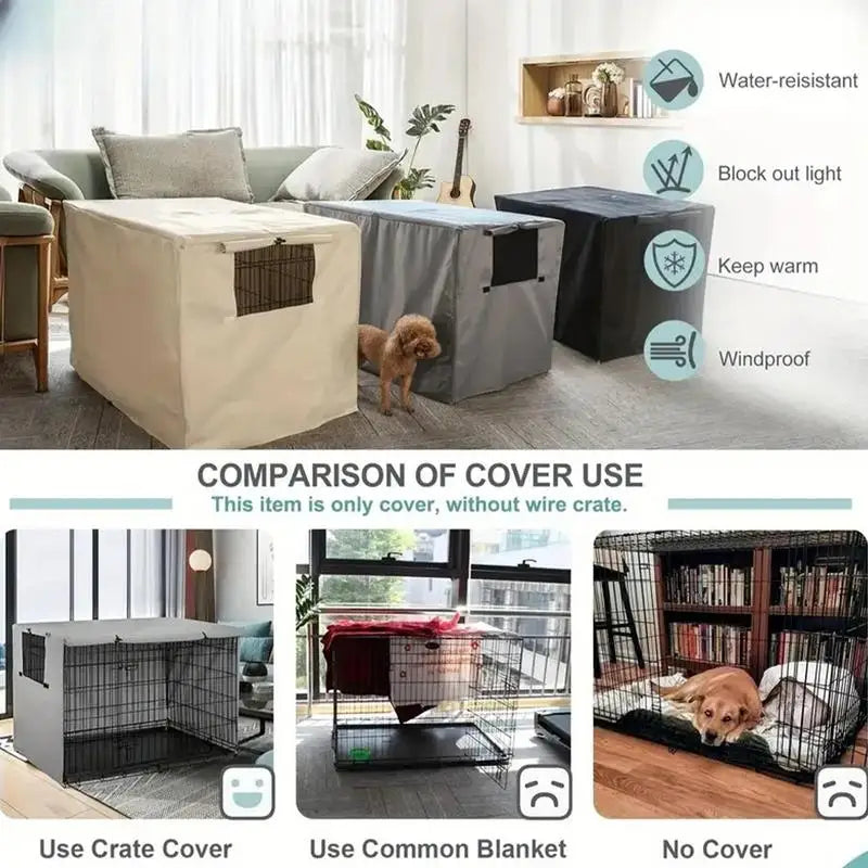 Pet Cage Cover Oxford Pet Crate Cover Pet Crate Cover Windproof Dog Kennel Cover Waterproof Dog Cat Cage Cover For Indoor PawPrint Treasures