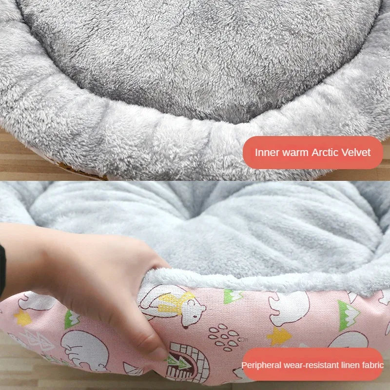 Pet Supplies Cat Nest Dog Nest Round Comfortable Cotton Nest Dog and Cat Seasonal Universal Nest Small and Medium sized Dogs