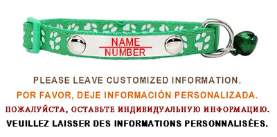 Personalized ID Paw Dog Collar Adjustable Nylon with Bell Custom Engraving Puppy Kittens Necklace for Cat Collar