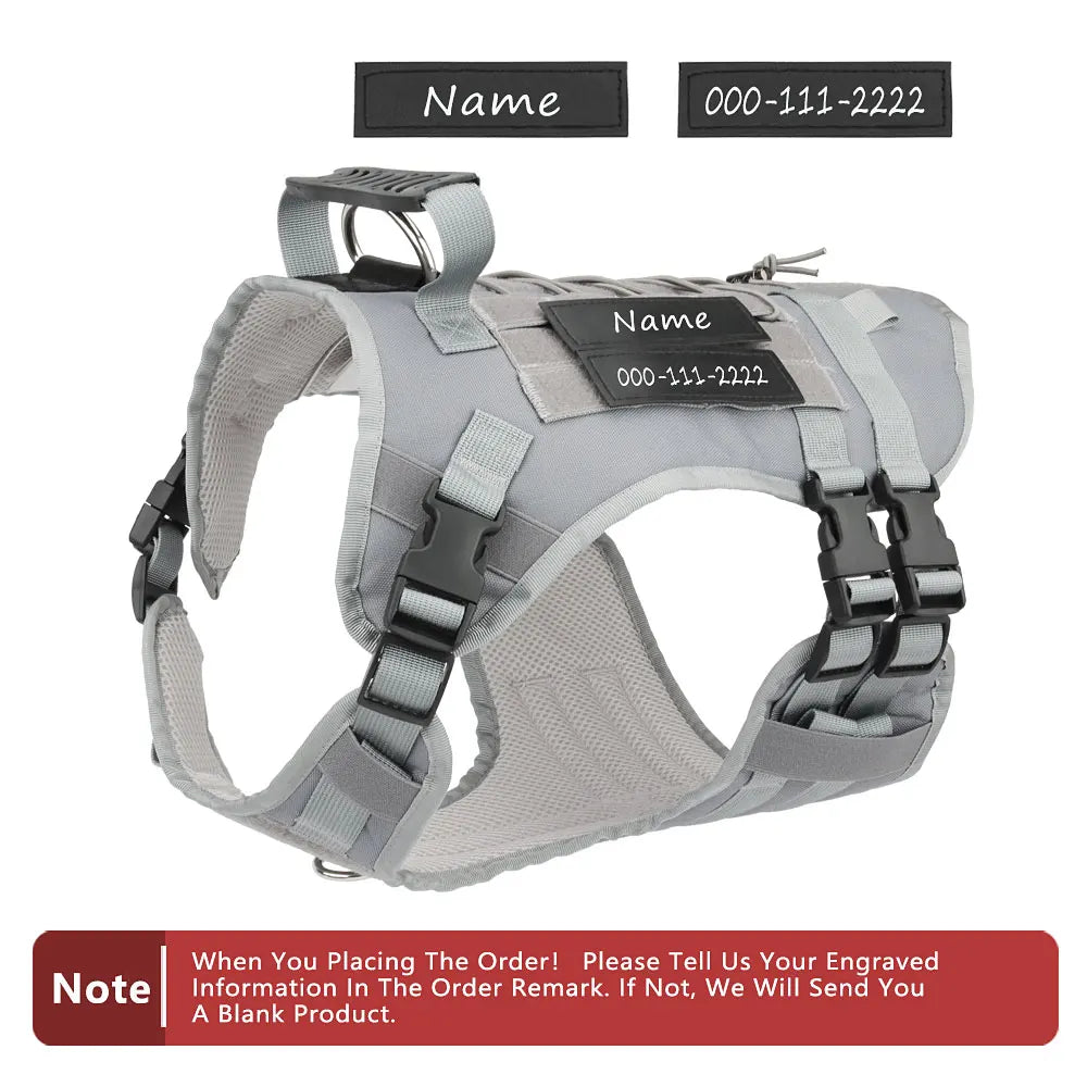 Custom Dog Harness Personalized Tactical Vest DIY Name Pet Harness for Medium Large Big Dog Chest Strap
