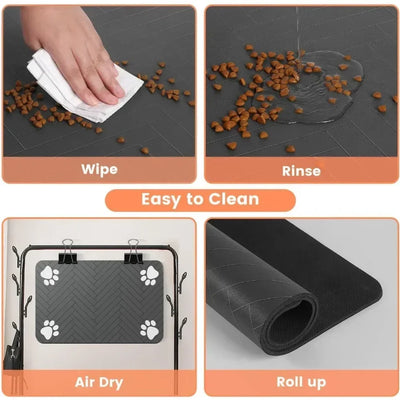 Pet Feeding Dropshipping Pet Placemat for Food and Water Bowl with Waterproof Rubber Backing Quick Dry Water Mat for Dog Cat