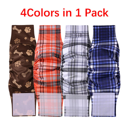 Ohbabyka 4Pack Washable Belly Bands for Male Dogs Reusable Adjustable Male Dog Diaper High Absorbing Belly Bnad for Small Dogs