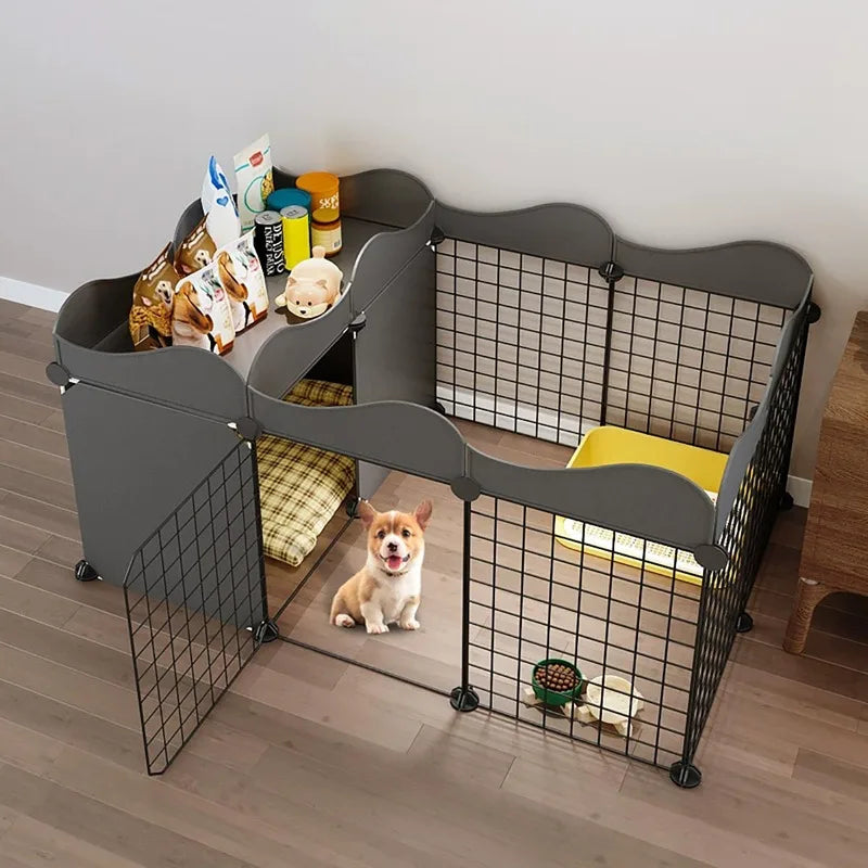 Dog Fence Small Size Dogs Home Indoor One Bedroom One Bathroom Pet Fence Kennel with Toilet Area Anti-Jailbreak Dog Cage