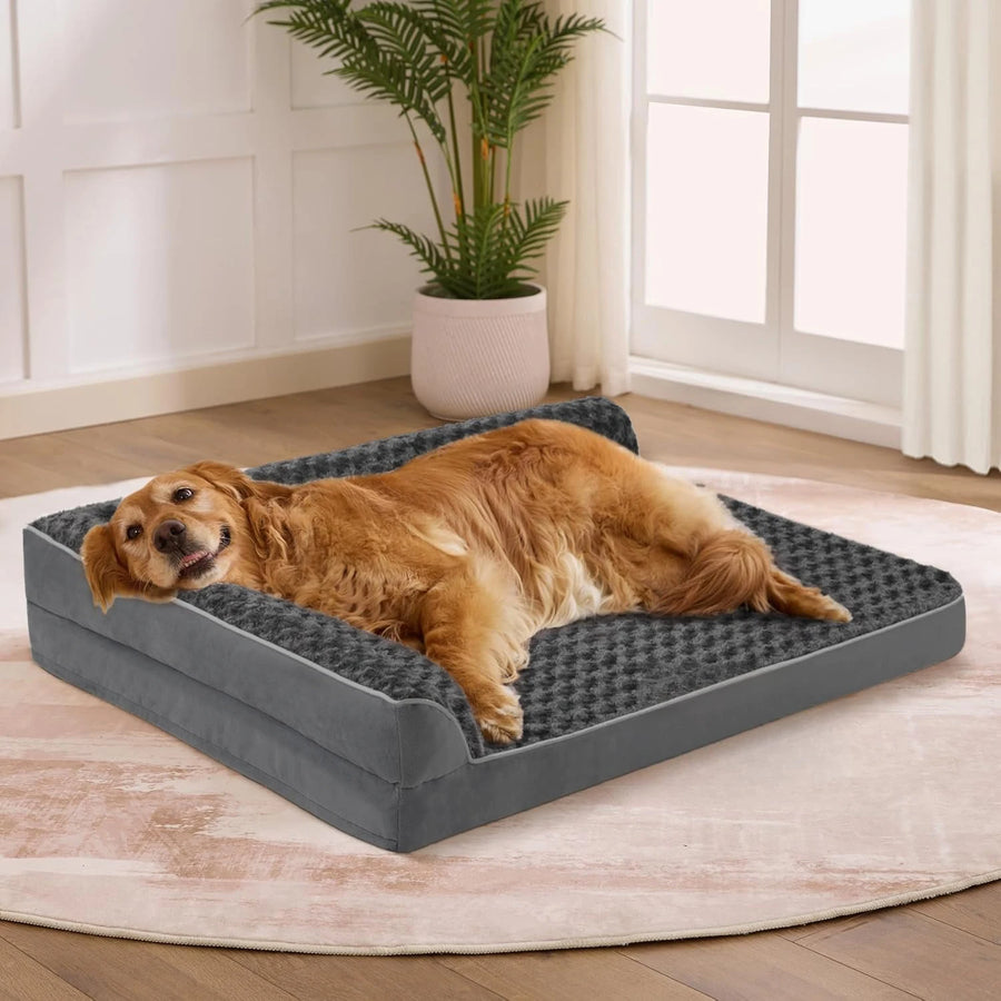 Orthopedic Large Dog Bed – Premium Memory Foam Sofa with Removable Washable Cover & Non-Slip Bottom – Pressure Relief for Joints