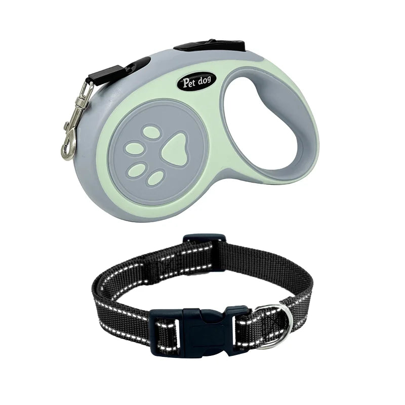 Two-piece Dog Retractable Leash Collar Set 3m Anti-breakaway Reflective Dog Walking Collar for Small Medium Large Dogs At Night