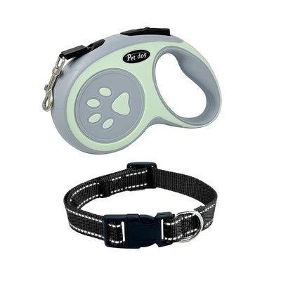 Two-piece Dog Retractable Leash Collar Set 3m Anti-breakaway Reflective Dog Walking Collar for Small Medium Large Dogs At Night