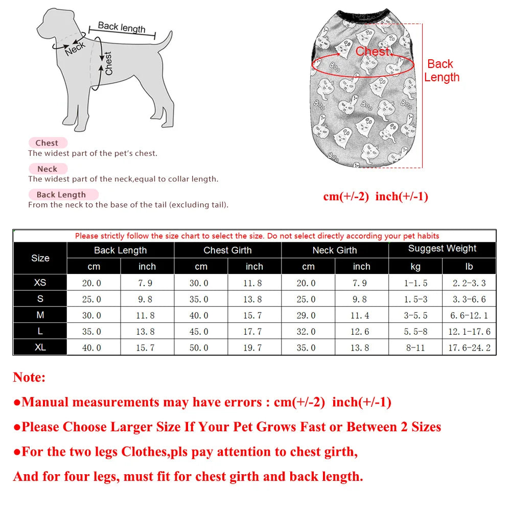 Dog Clothes for Small Medium Dogs Cats Halloween Pumpkin Paw Print Puppy Vests Chihuahua Yorkies Costumes Pet Party Clothing PawPrint Treasures