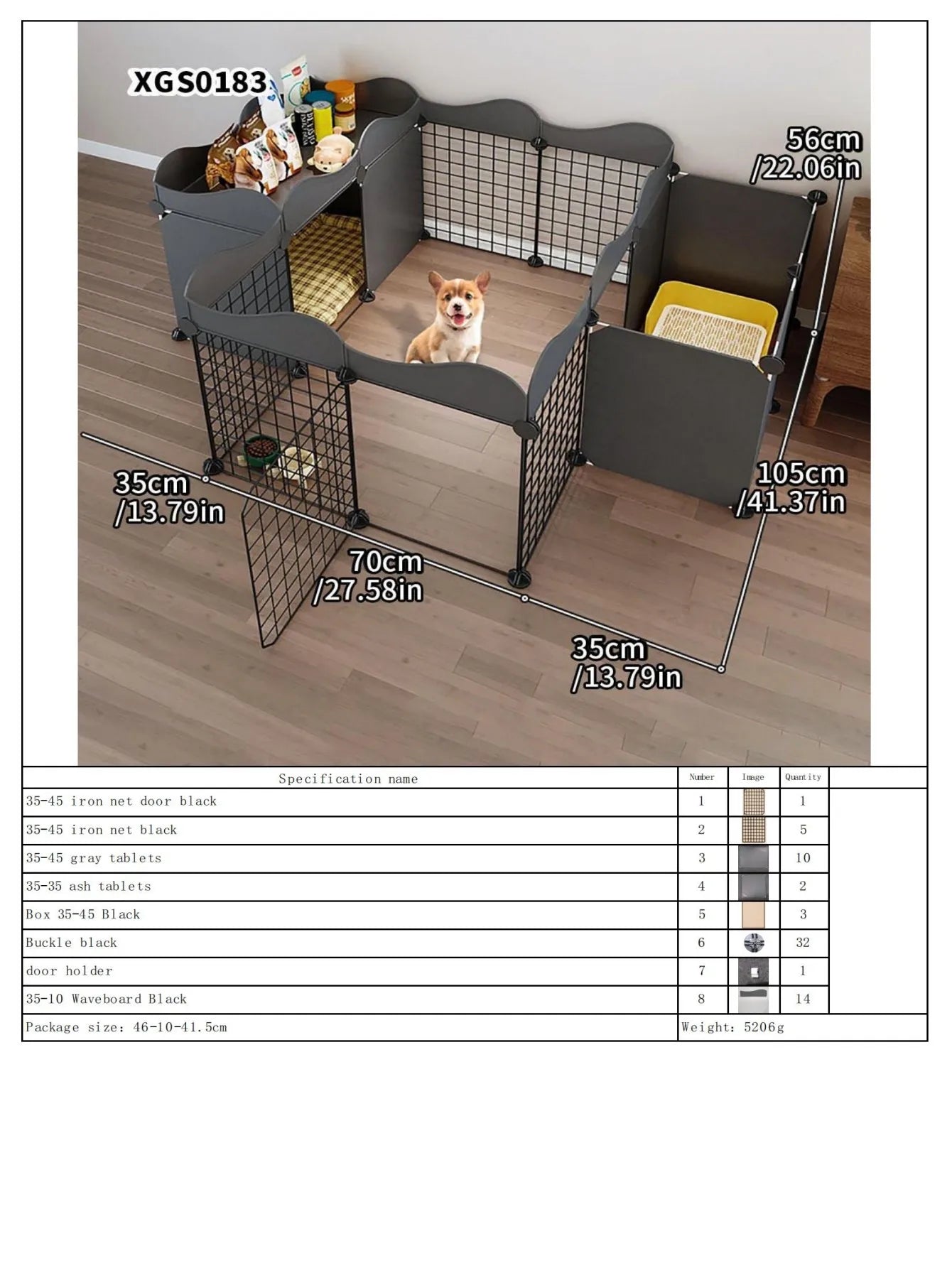 Dog Fence Small Size Dogs Home Indoor One Bedroom One Bathroom Pet Fence Kennel with Toilet Area Anti-Jailbreak Dog Cage