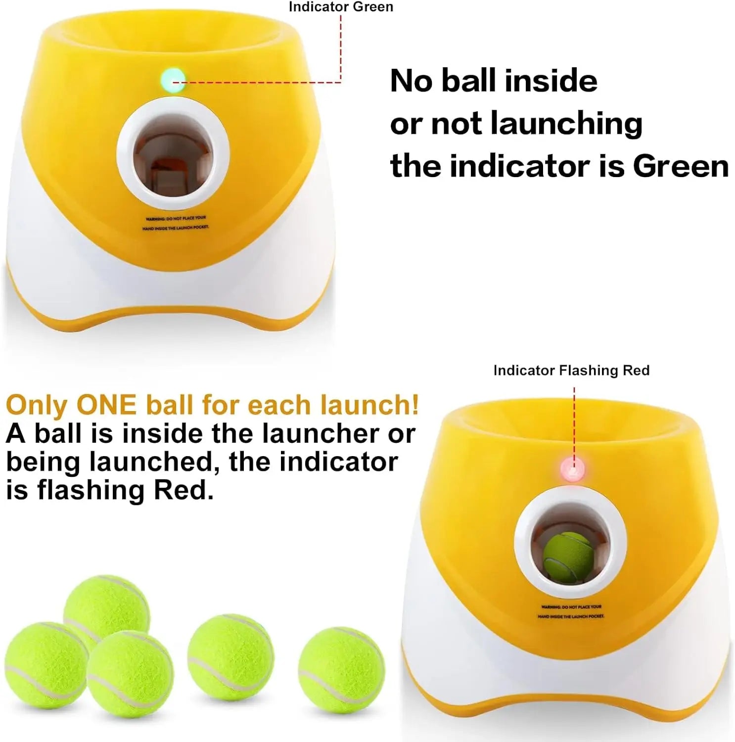 Dog Launcher Automatic Dogs Chase Toy Tennis Throwing Pinball Machine Fun Interactive Throw Rechargable Catapult USB Charging PawPrint Treasures
