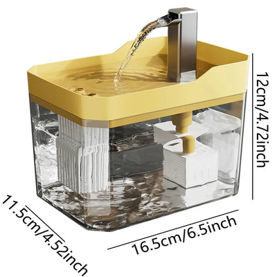 Silent Pump Cat Water Fountain Transparent Visible Design Auto Filter Recirculate Water Dispenser USB Anti-Dry Burning