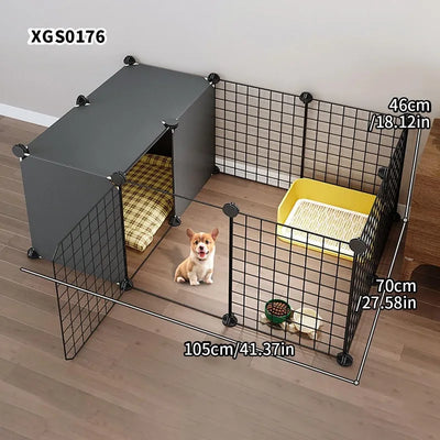 Dog Fence Small Size Dogs Home Indoor One Bedroom One Bathroom Pet Fence Kennel with Toilet Area Anti-Jailbreak Dog Cage