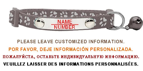 Personalized ID Paw Dog Collar Adjustable Nylon with Bell Custom Engraving Puppy Kittens Necklace for Cat Collar