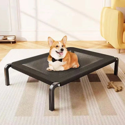 Elevated Medium Dog Bed Cooling Pet Cot with Chew Proof Washable Breathable Mesh and Metal Frame Portable Large Dog Army Cot Bed