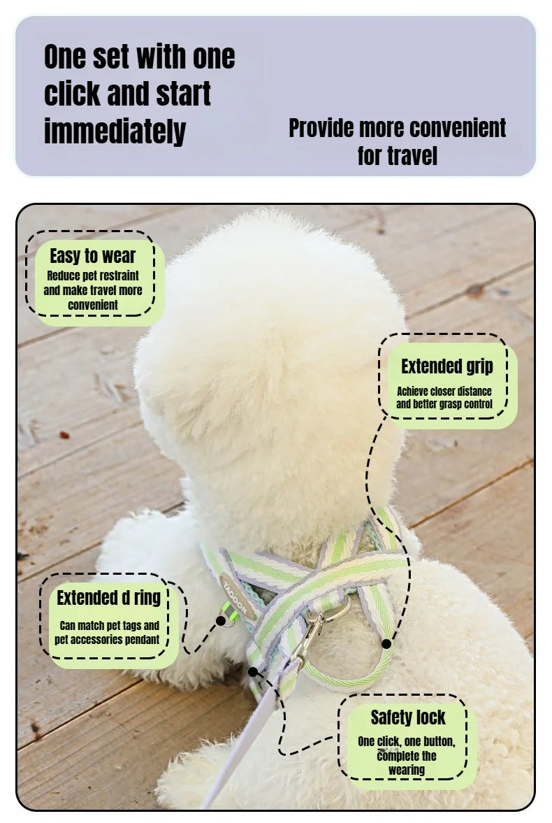 Dog Harness Collar Accessories Small Pet Neck Belt Lead Leash for Small  Dogs Collars  Breast Strap Puppy Adjustable Walking