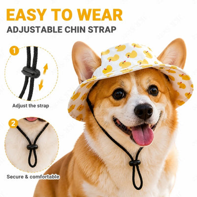 Printed Pet Dog Hat Adjustable Cap for Small Medium Puppy Dogs Pug Corgi Dachshund Outdoor Walking Photo Party Costume Accessory
