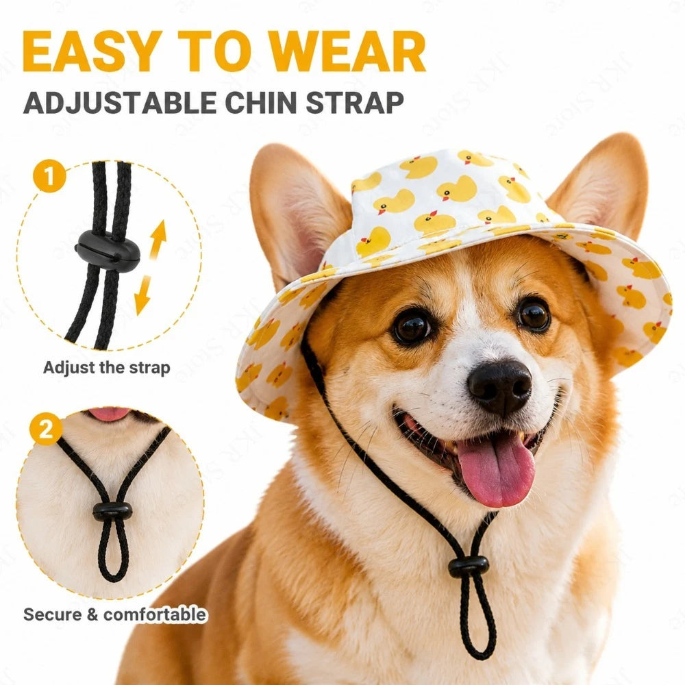 Printed Pet Dog Hat Adjustable Cap for Small Medium Puppy Dogs Pug Corgi Dachshund Outdoor Walking Photo Party Costume Accessory