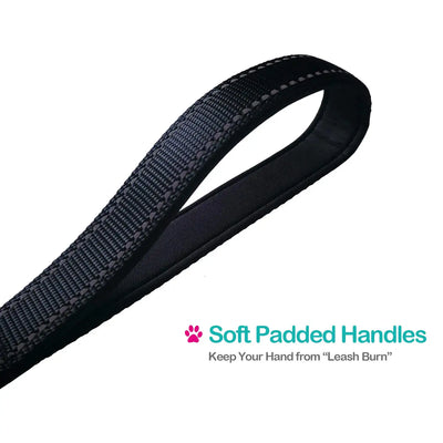 Heavy-Duty Reflective Nylon Dog Leash with Padded Handle - Short, Striped Design for Training & Control - Ideal for Large & Medi