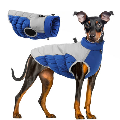 Winter Clothes for Dogs Windproof Cotton Clothing for Pets Rainproof Large Dogs Coat Reflective Overall Dog Leash Pet Clothing