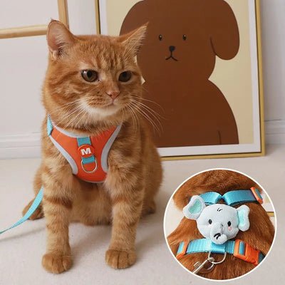 Cartoon Duck Dog Harness and Leash Set Adjustable Puppy Collar Strap Pet Cat Harness Vest for French Bulldog Walking Accessories