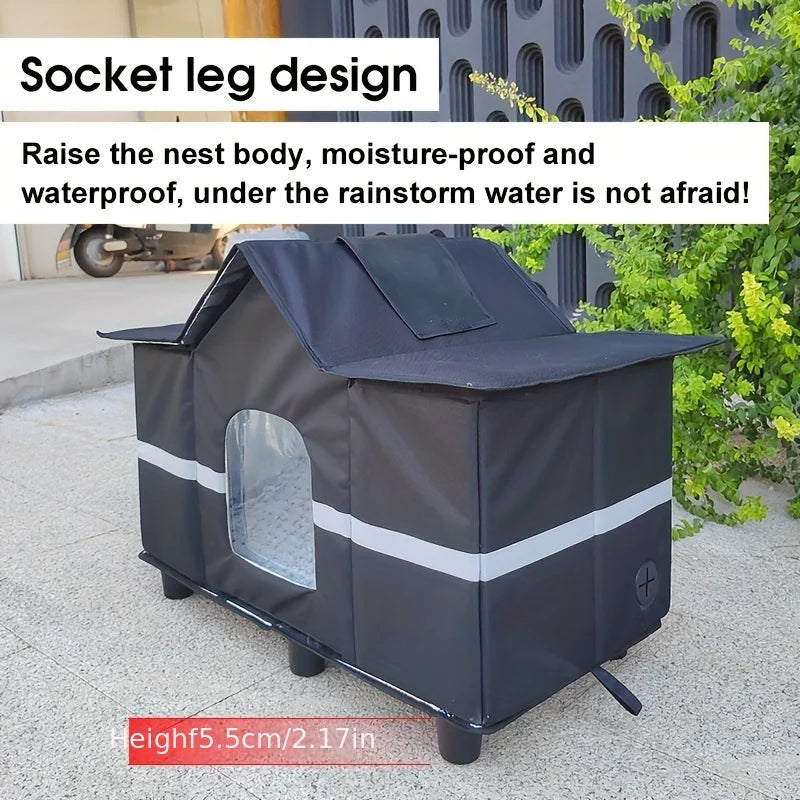 Waterproof Stray Cats House Outdoor Feral Cat Houses with Bracket Pets Tent Cold Resistant Big Pets House Winter Warm for Outsid