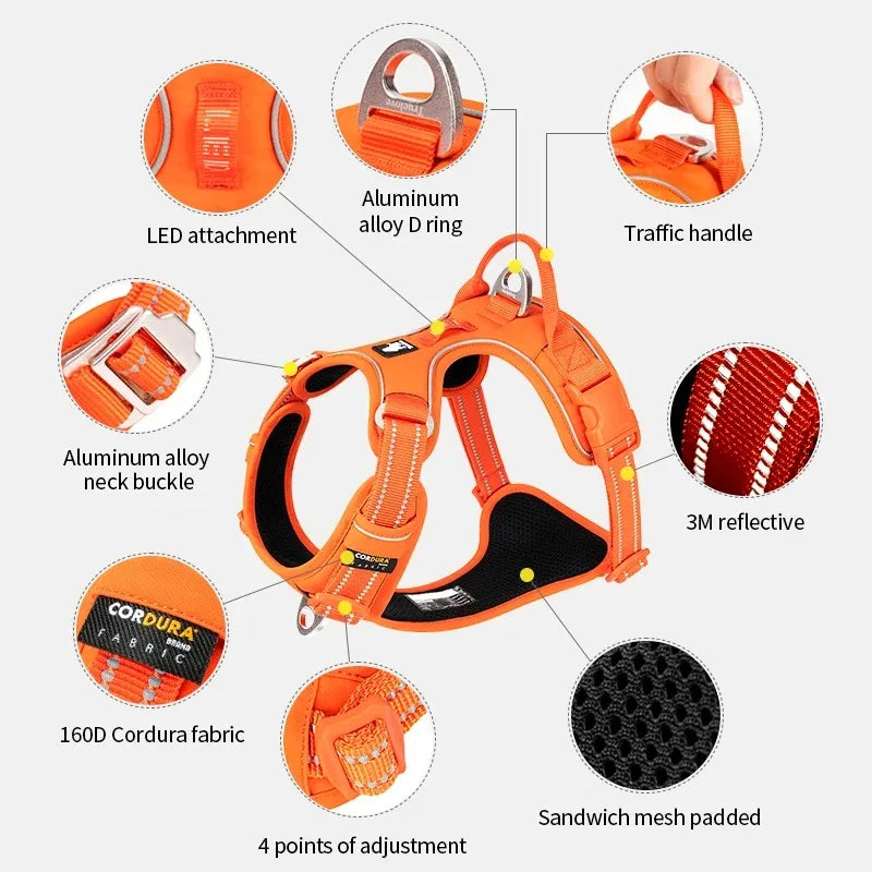 TRUE LOVE TLH5654 No Pull Dog Harness Nylon Reflective Adjustable Step-in Comfortable Pet Harness