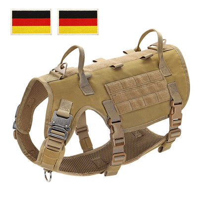 Military Tactical Big Dog Harness Vest Durable Nylon Dog Training Harnesses with Flags Adjustable for Large Dogs German Shepherd
