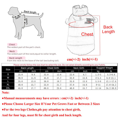 Winter Warm Dog Clothes For Small Medium Dogs Cats Windproof Reversible Puppy Jacket Coat Chihuahua Yorkshire Pug Pet Clothing