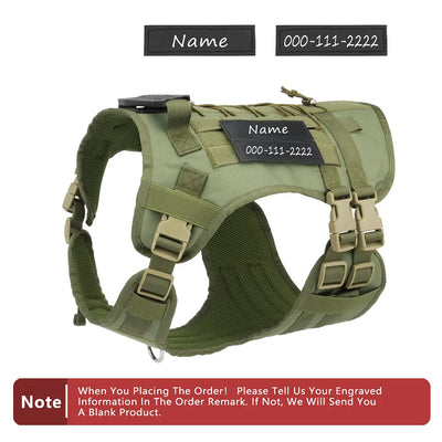Custom Dog Harness Personalized Tactical Vest DIY Name Pet Harness for Medium Large Big Dog Chest Strap