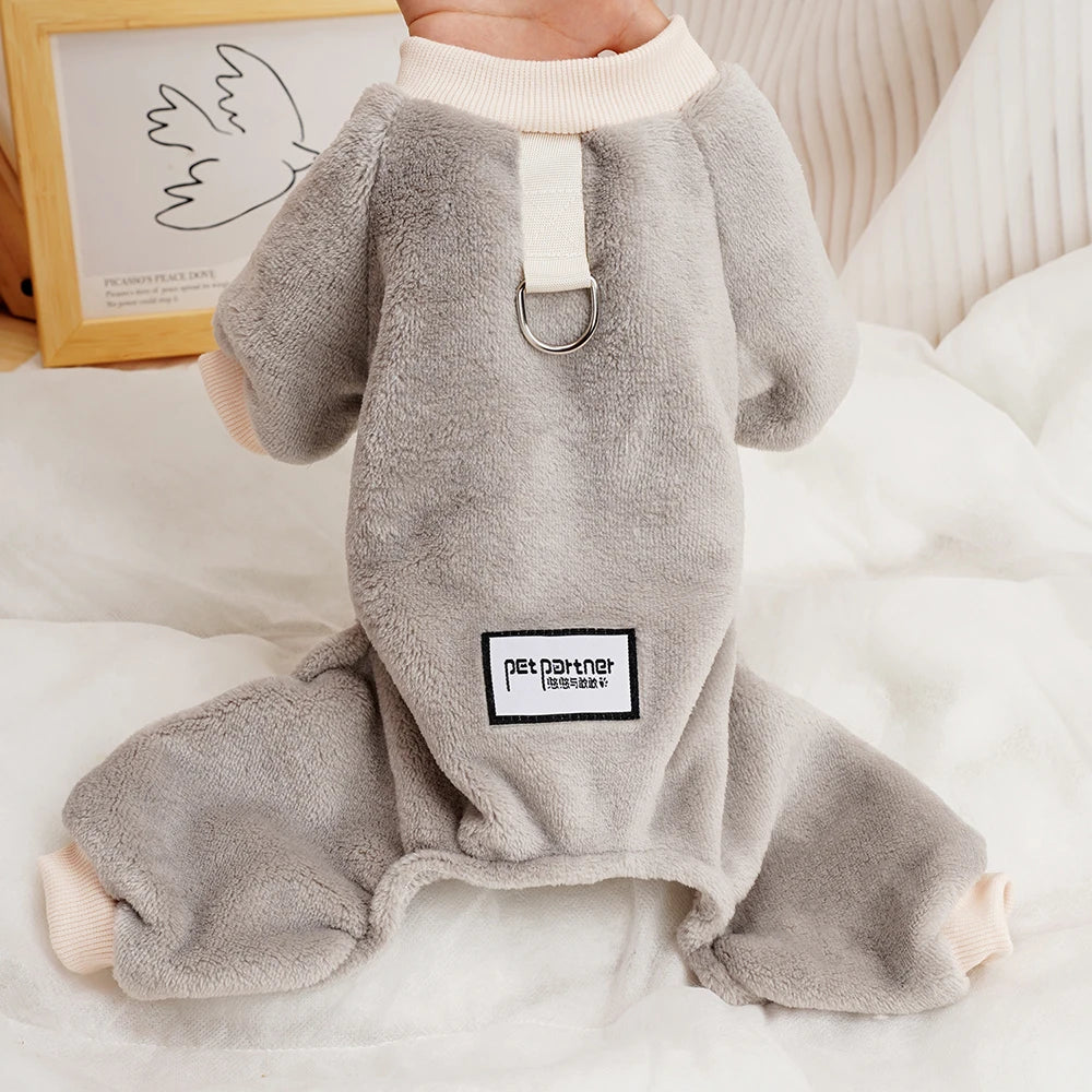 Fleece Warm Pet Clothes Winter Dog Jumpsuit Pajamas for Small Dogs Pomeranian Clothing Puppy Nightshirt Cat Overalls Pijamas PawPrint Treasures