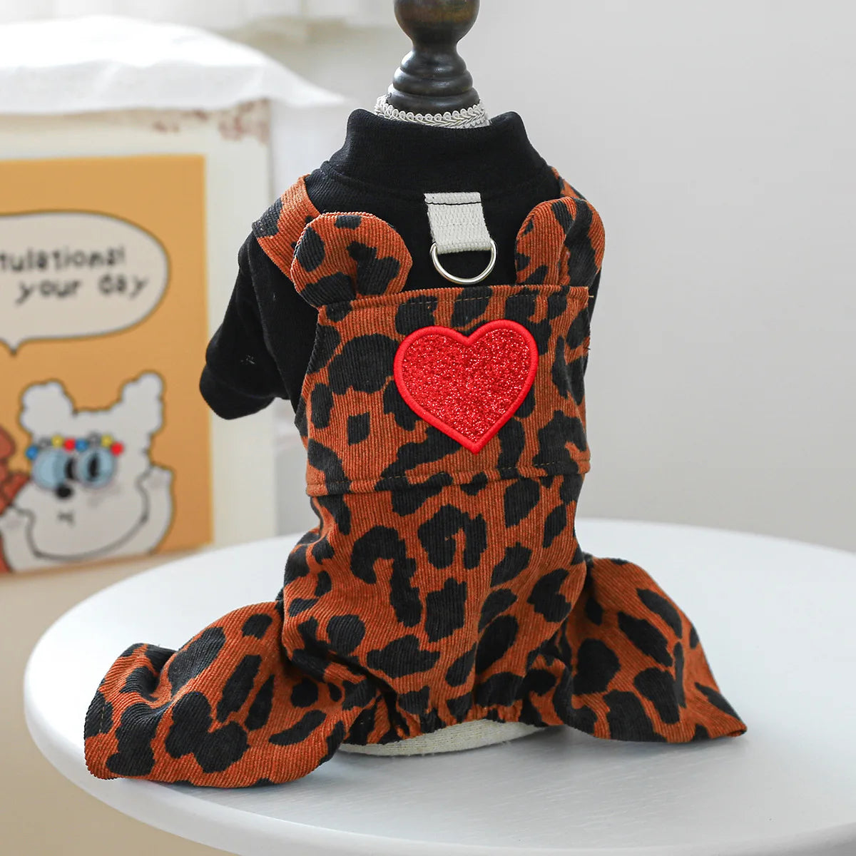 Cute Love Shirt Pet Clothing For Dog Small Puppy Animal Outfit With Bloomer Autumn Winter Plaid Pants Pomeranian Shih Tzu Jumper