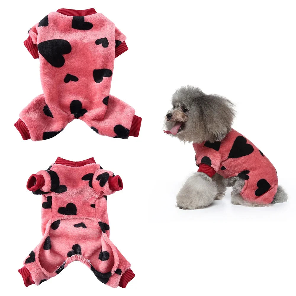 Dog Winter Pajamas Pomeranian Overalls Pajamas Halloween Print Warm Jumpsuits for Small Puppy Clothes for Dogs Chihuahua