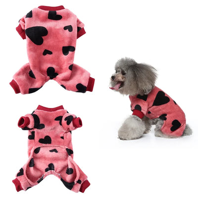 Dog Winter Pajamas Pomeranian Overalls Pajamas Halloween Print Warm Jumpsuits for Small Puppy Clothes for Dogs Chihuahua